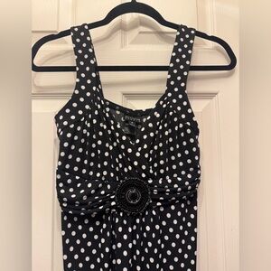 Enfocus Studio Long Dress Black White Polka Dot Sleeveless 8